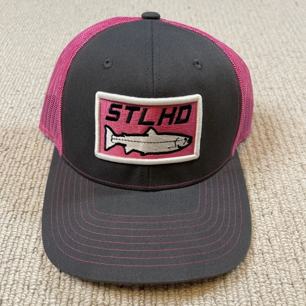 STLHD Standard Pink Gray Trucker Hat Fishing